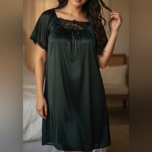 Chic Black Short-Sleeve Nightgown